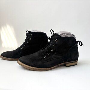 Diba Eli Black Suede Leather Combat Lace Up Women's Booties / Boots - sz 8